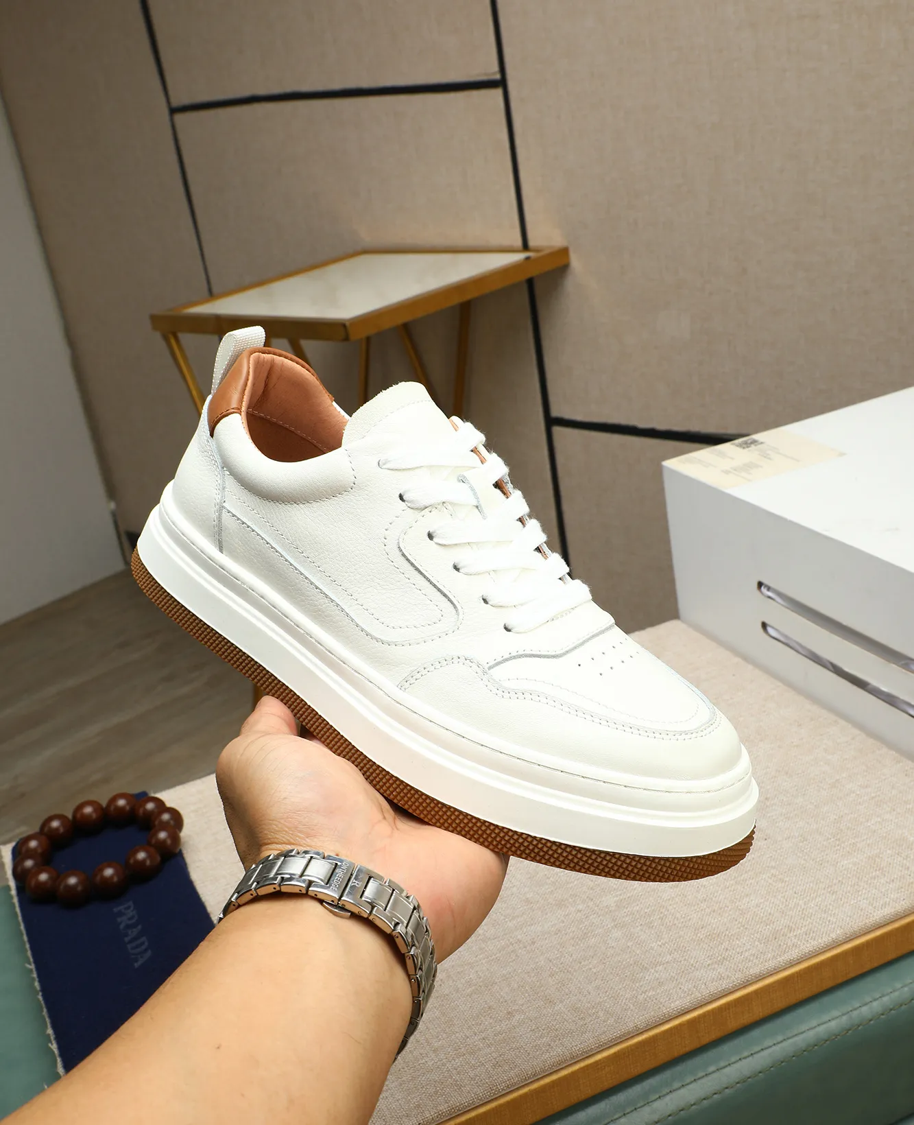 Men's men's shoes 💰460 high-end version. PRADA (Prada) men's casual style, compare the quality at the counter 🧚🏿♂️Imported cowhide fabric 🐎Water-dyed comfortable and soft cowhide lining for feet 🐂Genuine leather outsole with label 🎉 Size 38-44. Can be customized for 45💥🏆